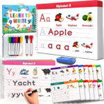 40 Activities Reusable Tracing Books for Kids with 8 Erasable Marker & 140 Stickers,Reusable Handwriting Practice for Kids