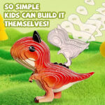 Raptor Dinosaur 3D Puzzle-Bamboo 25-Piece Eco-Friendly Educational Toy for Boys Girls & Kids Ages 0-24 Months