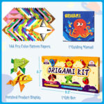 40 Projects Colorful Pattern 6x6 Origami Paper Kit  for Kids with Guiding Manual, Square Papers, Origami Paper Folding - Image 2