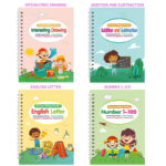 Large Reusable Magic Grooved Writing Practice for Kids with 1 Pen & 5 Refills
