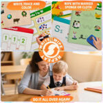 40 Activities Reusable Tracing Books for Kids with 8 Erasable Marker & 140 Stickers,Reusable Handwriting Practice for Kids - Image 4